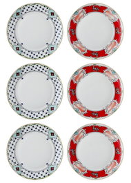 Hermia DNR0058 Juego de Platos de Servicio 6 Piezas Porcelana 27x27x2 cm